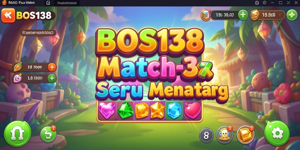 Screenshot gameplay BOS138 yang menampilkan aksi mencocokkan objek dalam Match-3.