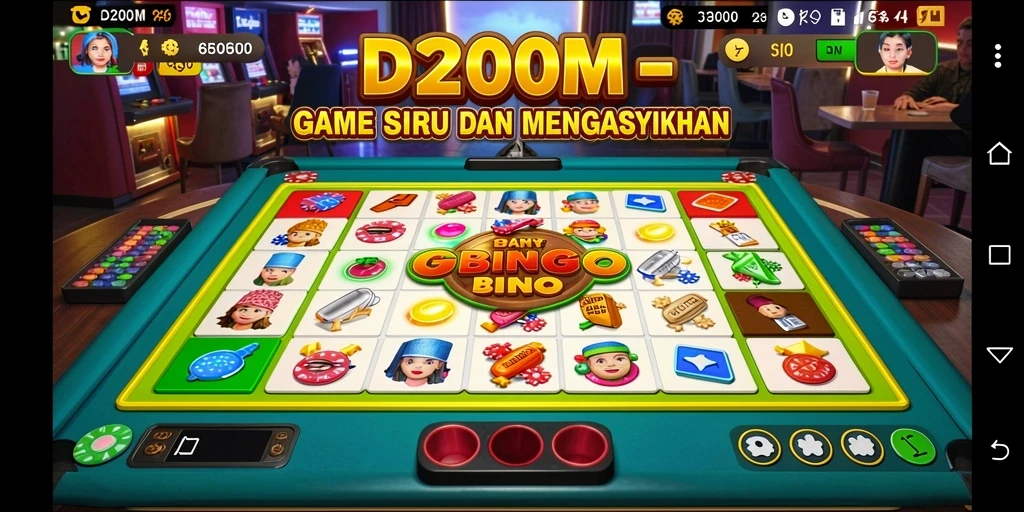 Screenshot gameplay D200M yang menunjukkan keseruan permainan Bingo.