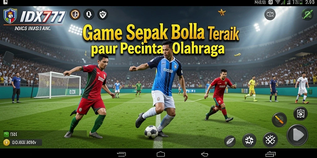 Tampilan gameplay menyenangkan dari IDX777 yang menampilkan aksi sepak bola.