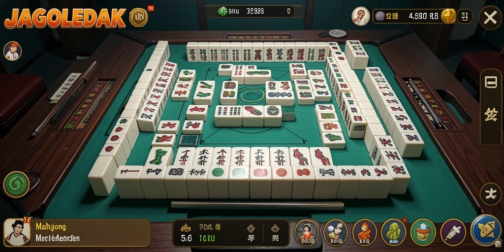 Tampilan gameplay JAGOLEDAK dengan mahjong dan tantangan menarik.
