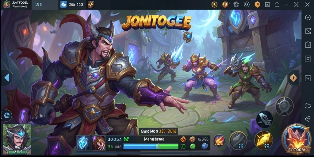 Tangkapan layar gameplay seru dari JONITOGEL yang menunjukkan aksi MOBA.