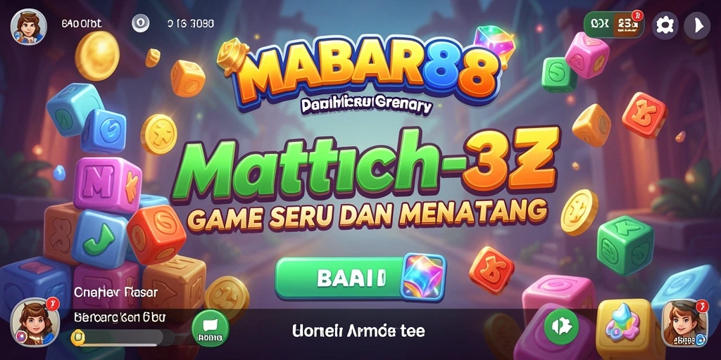 Screenshot gameplay MABAR88 menampilkan elemen Match-3 yang cerah dan menarik.