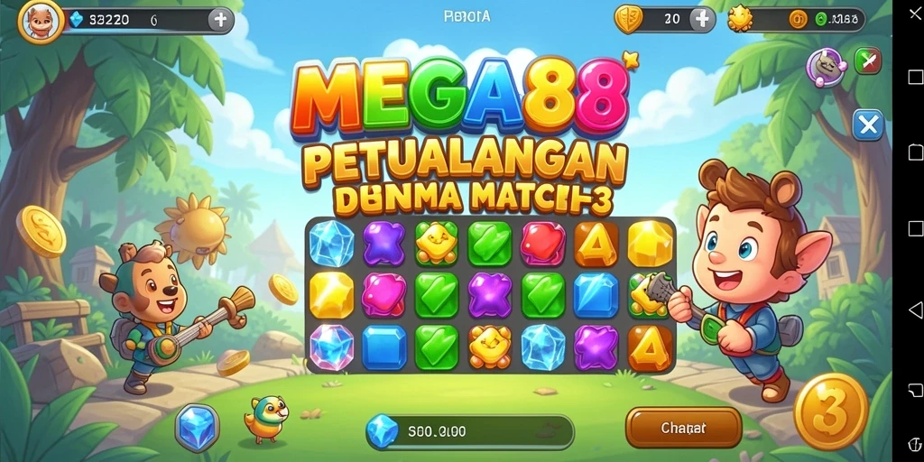 Gameplay seru MEGA388 dengan berbagai level Match-3.