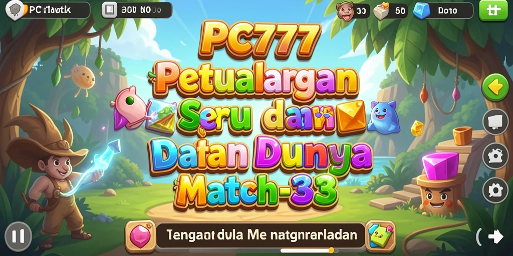 Screenshot PC777 menunjukkan gameplay seru dan penuh warna dari Match-3.