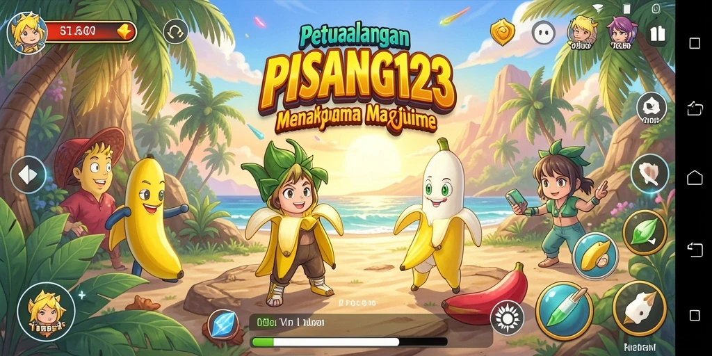 Tampilan gameplay PISANG123 yang menakjubkan dan penuh warna.