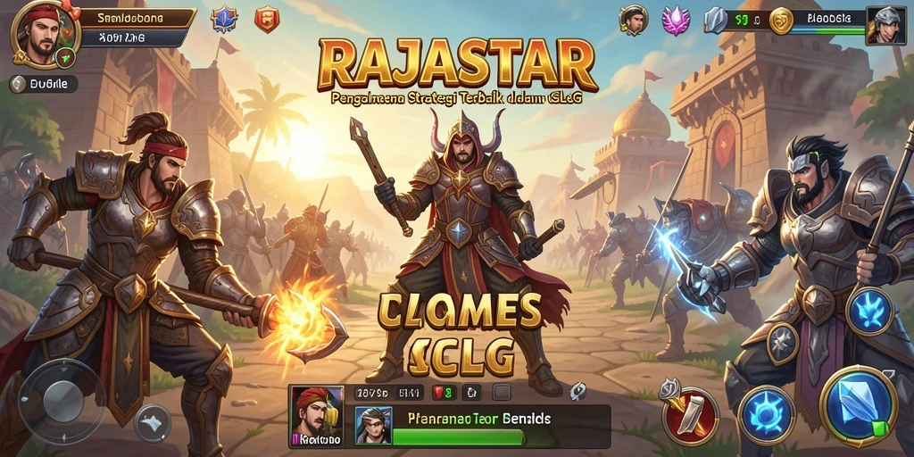 Screenshot utama RAJASTAR menampilkan pertarungan strategis yang mendebarkan.