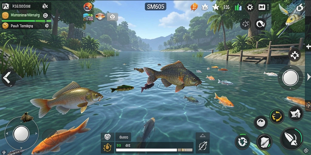 Tangkapan ikan yang mengesankan dalam gameplay SM605.