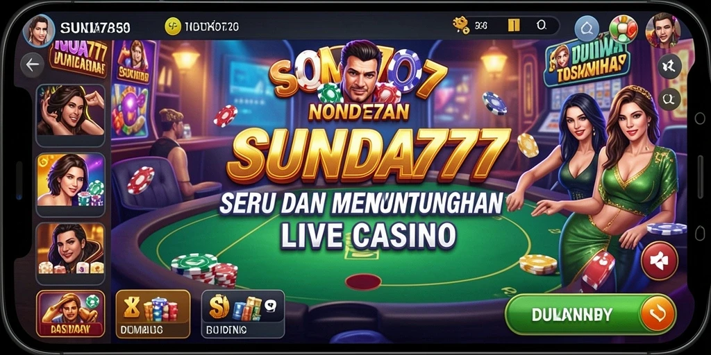 Screenshot utama SUNDA777 menampilkan dealer yang siap melayani pemain dalam suasana Live Casino.