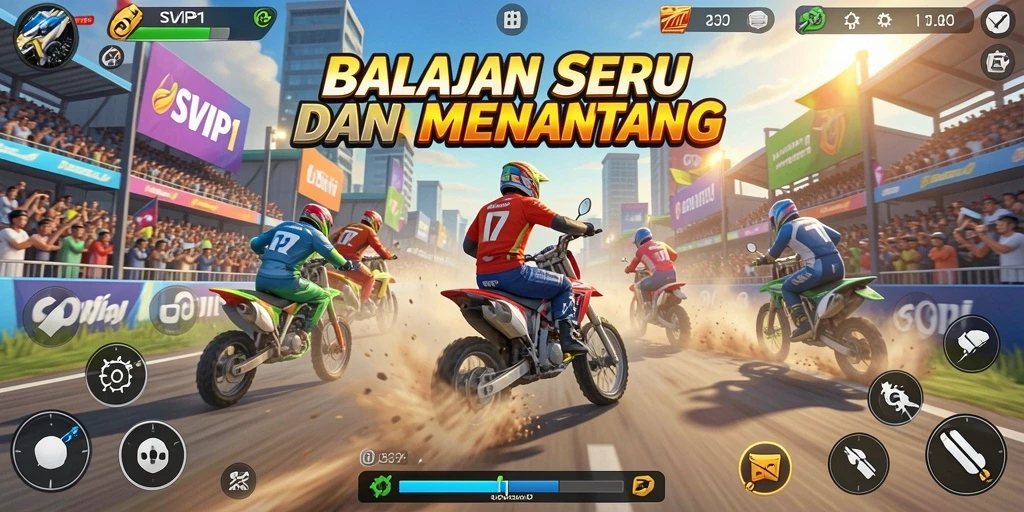 Gameplay mendebarkan di SVIP1 dengan mobil kencang dan lintasan menantang.
