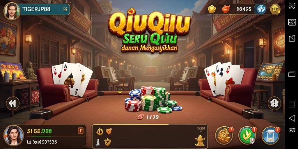 Tangkapan layar utama TIGERJP88 menampilkan aksi QiuQiu yang seru.