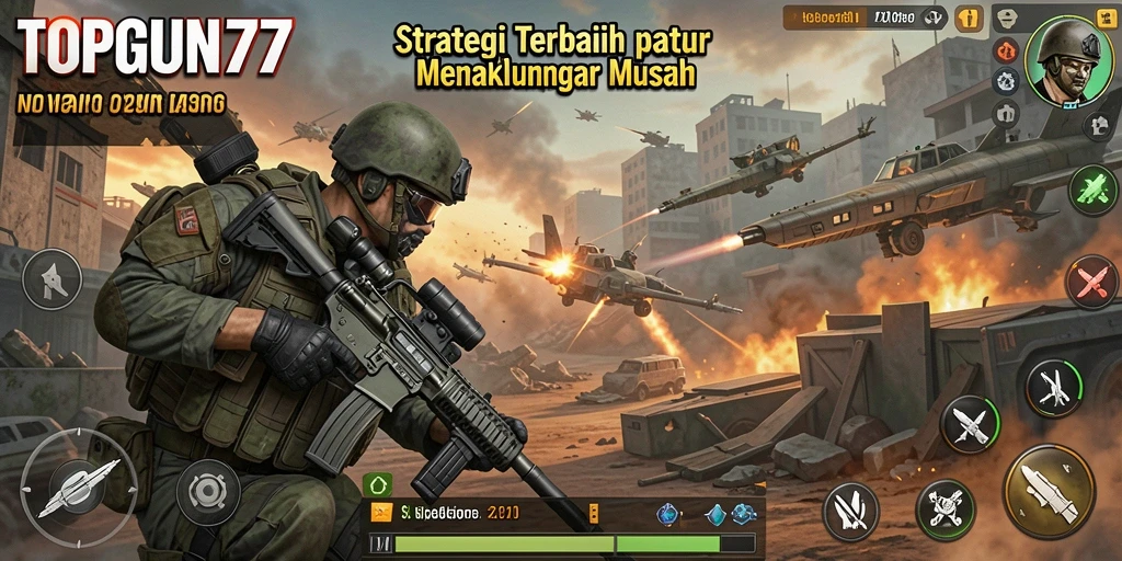 Screenshot gameplay <strong>TOPGUN77</strong> yang menunjukkan aksi strategi yang intens.