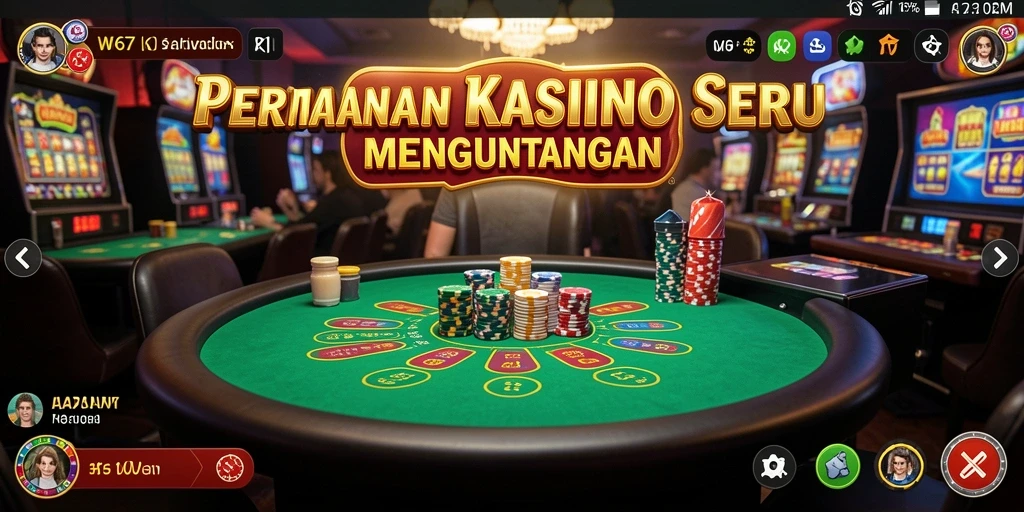 Tampilan screenshot W67 dengan gameplay Kasino yang menarik dan interaktif.