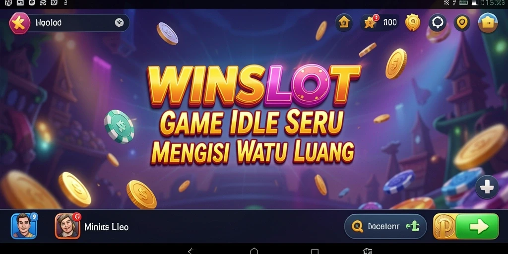 Screenshot gameplay <strong>WINSLOT</strong> menampilkan mesin slot yang ramai dan karakter lucu.